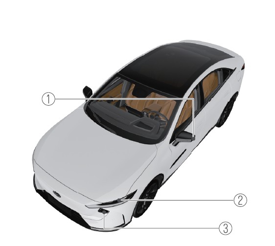 Расположение фар и фонарей в передней части Mazda EZ-6