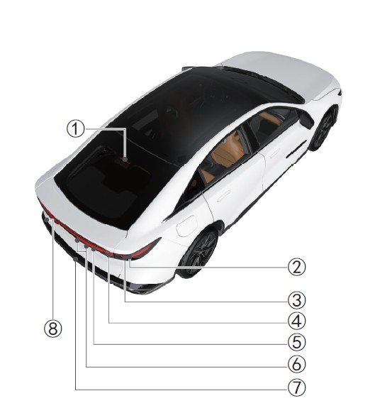 Расположение фар и фонарей в задней части Mazda EZ6